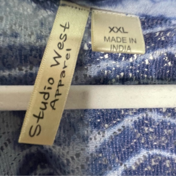 Tie-Dye Blue White Sleeveless  Boho Soft Midi Dress XXL - Picture 9 of 10